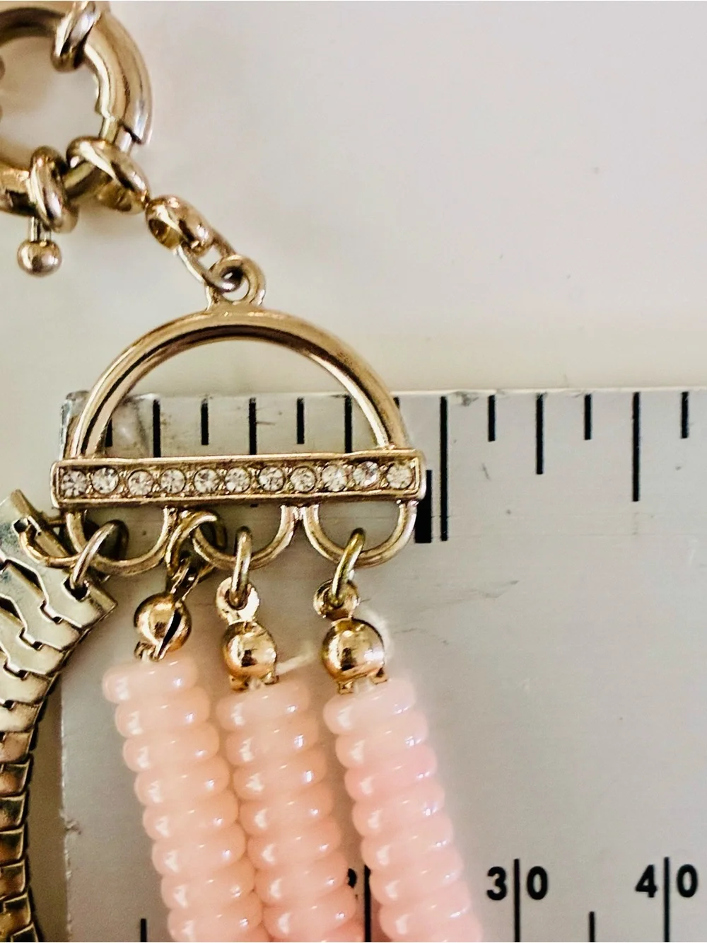 Layered Pink & Coral Beaded Statement Necklace with Gold Accents